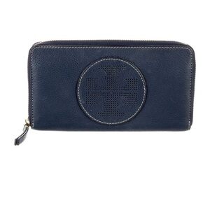 Tory Burch Dark Blue Zip-Around Wallet